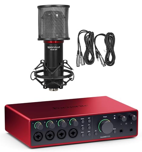 Audiosavings Bundle: Focusrite SCARLETT 18I16 4G 4th Gen 24-bit 192 kHz Audio Recording Interface Bundle with Rockville RCM SR Studio/Recording Condenser Microphone Mic w/Samsung Capacitors (2 Items)