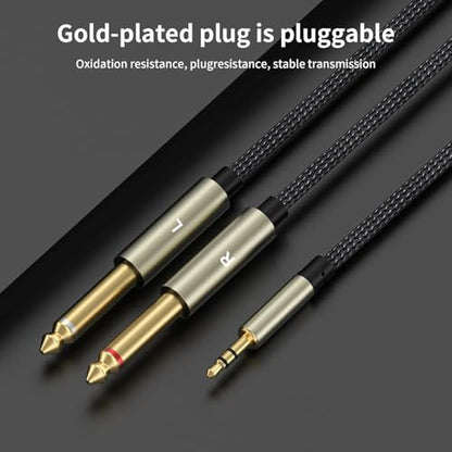 3.5mm Stereo Cable, Audio Cord, 3.3FT, 2Pack, 1/8 TRS to Dual 1/4 TS Mono, Y Splitter Stereo Cord Adapter Compatible with iPhone, PC, CD, Speaker, Home StereoSystem - size: 3.3 FT - 2pack, style: 3.5mm (1/8") TRS to Dual 6.35mm (1/4") TS Mono