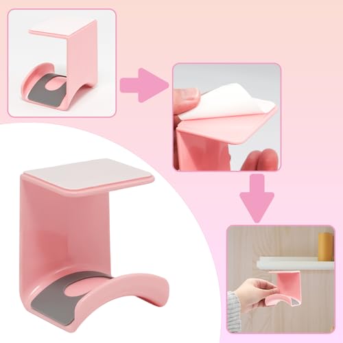 Pink Headphone Stand Hanger, Hanging Headset Holder Hook Under Desk | 1Pcs ABS Plastic Adhesive Earphones Hangers for Desk Headphone Hanger, Most Headphones and Controller - color: Pink, size: Under Desk