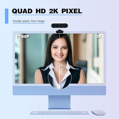 W4 2K Autofocus Webcam with Dual Mics & LED Light - color: Black-W4 2K Autofocus