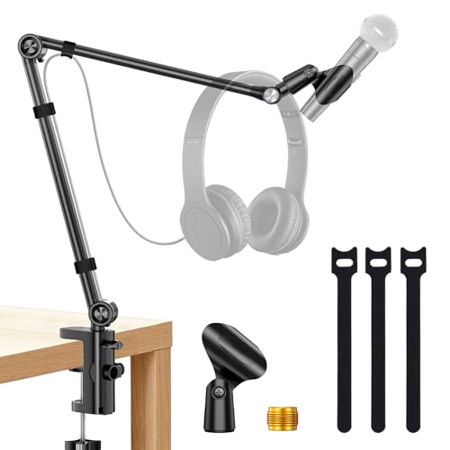 UBeesize Microphone Boom Arm, Aluminum Alloy Mic Arm Stand | 360° Rotatable Desk Mount with 3/8" to 5/8" Adapter, Compatible with Blue Yeti, HyperX QuadCast, Shure SM7B, Podcast & Gaming - color: Glossy Black