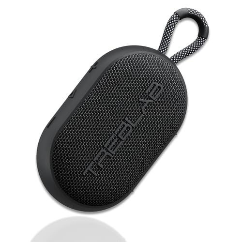 TREBLAB HD-Go - Ultra Portable Hand Held Speaker with Clip, 16H Playtime | 7W Power with Bass, IPX7 Waterproof, Built-in Mic, Compact & Lightweight, USB-C Charging – Small Speaker Bluetooth Wireless