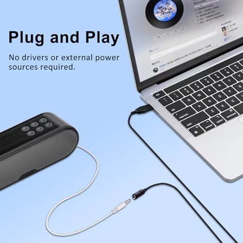 USB A Male Cable to 3.5mm 97cm/3.2FT TRRS Aux Female Jack Audio Adapter | External Sound Card 3.5mm Aux Stereo Converter Compatible with Headphone Earphone Speaker to PC Laptop Desktop PS4 PS5