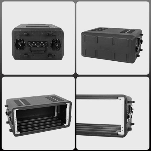 4U Rack Case 17" Depth Molded Amplifier Pro-Audio PA DJ Flight Road Travel Mount Waterproof Protective Hard Case With Customized Foam, Wireless Mic System Storage/Amp/Effect/Mixer - color: Black, size: 4U 17" Deep