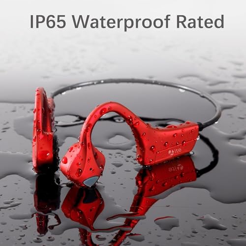 Bone Conduction Headphones Bluetooth Open Ear Earbuds Wireless Headset Bluetooth Titanium Lightweight Waterproof for Workout Running Hiking Walking Bicycling - color: Red