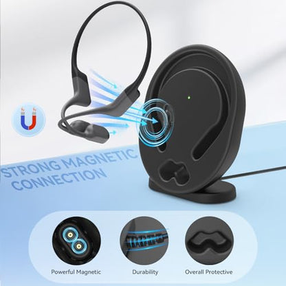 Wireless Charging Station Compatible with Shokz OpenRun Pro/OpenRun Standard Mini, 3.93ft Magnetic USB Charger Cable Stand Holder Dock Cord Replacement for Shokz Aftershokz Headphones