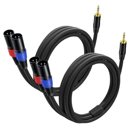 2 Pack 3.5mm TRS to 2 XLR Cable, 6.6 Foot, Unbalanced 1/8 TRS Male to Dual XLR Male, Y Splitter to Dual XLR Breakout Cable, Pure Copper and Plated Connectors for Smartphone - size: 6.6 foot, style: 3.5mm TRS to XLR male, 2 Pack