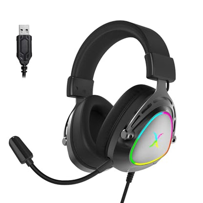 FOXXRAY HAU-50 Gaming Headset, 7.1 Surround Sound with Powerful 50mm Drivers, Detachable Microphone, Soft Earmuffs, Lightweight and Comfortable, USB Wired Headphones for PC, PS4, PS5