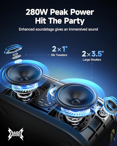 Ikarao Karaoke Machine for Adults, with Lyrics Display, 10.1" Screen, 280W, 2+2 Channel, 2 Wireless Microphone, Autotune EQ, Self-Charging, Portable Home Karaoke System with KaraFun Prime, HDMI for TV