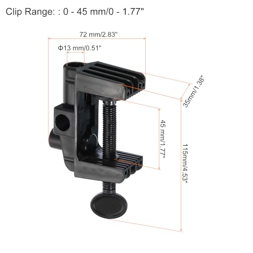 Generic 0.51" Hole Dia. Desk Clamp, 4 Pcs Plastic Adjustable Universal C-Clamp Base for Microphone Mic Arm Table Lamp Gooseneck Mount Holder, Black