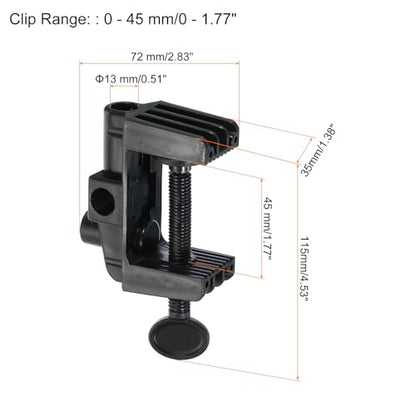 Generic 0.51" Hole Dia. Desk Clamp, 4 Pcs Plastic Adjustable Universal C-Clamp Base for Microphone Mic Arm Table Lamp Gooseneck Mount Holder, Black