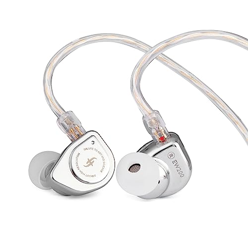 Linsoul SIMGOT EW200 10mm SCP Diaphragm Dynamic Driver IEM in-Ear Earphones | with All Metal Body, Detachable 0.78mm 2pin Silver-Plated OFC Cable for Audiophiles Musicians, 3.5mm without Mic - style: EW200 Without Mic