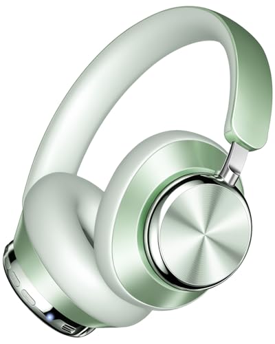 Wentronic Y03 Bluetooth Headphones Wireless Active Noise Cancelling Over Ear Headphones 48 Hours Playtime High Sound Quality 6 EQ Music Mode Headphones with Soft Ear Cushion - Green - color: Green
