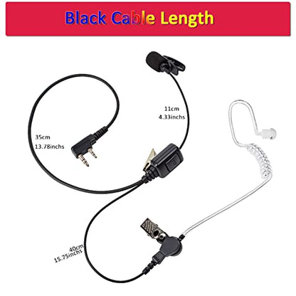 One Wire Walkie Talkies Earpiece with Mic Push to Talk (PTT) Mic 2 Pin Acoustic Tube Headset for Universal 2 Pin Baofeng UV-5R Retevis Kenwood Puxing Wouxun 2 Way Radio(Pack of 2)