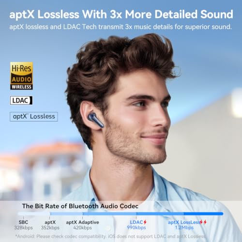 EarFun Air Pro 4 Adaptive Hybrid Noise Canceling Wireless Earbuds, 6 Mics | Qualcomm Snapdragon Sound, aptX Lossless, LDAC Hi-Res Audio, 52H Playtime, Bluetooth 5.4, In-Ear Detection, Royal Blue - color: Royal Blue