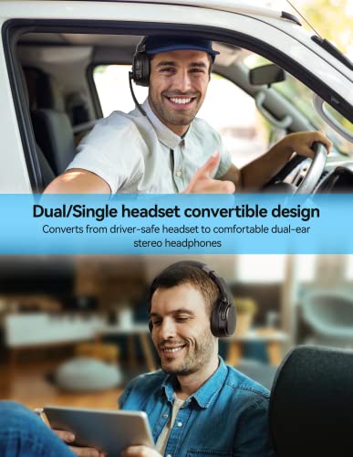 TECKNET Bluetooth Trucker Wireless Headset, Noise Cancelling Mic for Work | Single & Dual Ear, 50Hrs Battery, 3 EQ Music Modes, Clear Mic Wireless Headset for PC, Truck Drivers, Office & Call Center - size: OS-Dual Ear