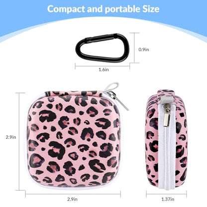 Unique Patterned Portable EVA Earbud Case with Carabiner | Printed Earbud Holder With Sturdy Carabiner, Multi-Use Storage For Earphones, Headphones, SD Cards & Small Electronic Chips - color: leopard print