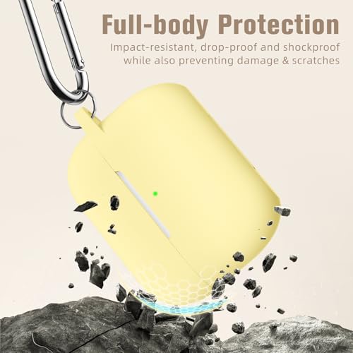 Hamile Compatible with AirPods Pro Case Protective Silicone Airpod Case Shockproof Cover Skin for Apple Airpod Pro 2019 Charging Case, with Keychain, Milk Yellow - color: Milk Yellow