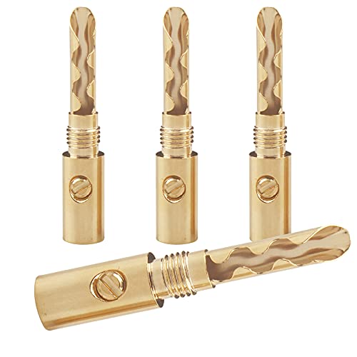 Banana Plugs 2Pairs(4pcs) Pure Copper Gold-Plated BFA Banana Plugs Connectors for Speaker Wires 4mm for HiFi Speaker Cable Wire