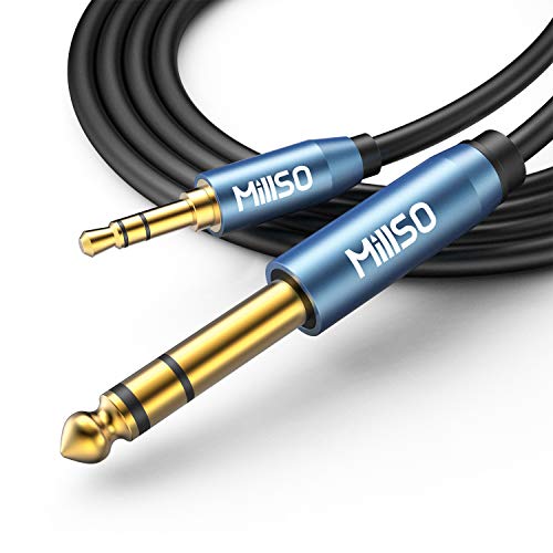 6.35mm Male 1/4 to 3.5mm Male 1/8 to 1/4 Stereo Audio Cable 16 Feet | Sapphire Blue, Gold-Plated, TRS 3.5mm to 1/4 Aux Headphone Adapter for Guitar Amplifier, Keyboard, Piano, Home Theater, Mixer - color: Sapphire blue, size: 16 Feet