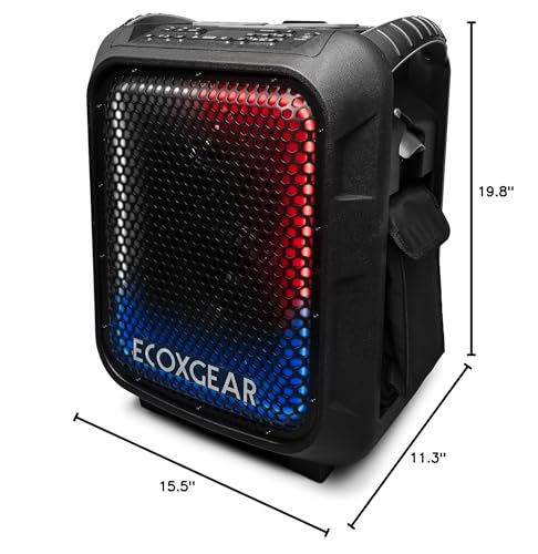 ECOXGEAR: EcoBoulder Ultra – 121dB Loud Rugged Bluetooth 5.1 Speaker, IP67 Waterproof, Drop and dustproof with Party Lights, 50+ Hours runtime, it Even Floats – Black