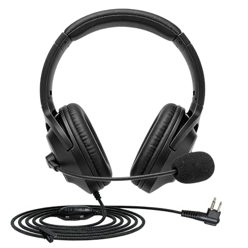 WODASEN Noise Cancelling Overhead Headset with Boom Mic PTT VOX Microphone Push to Talk Headphone 2 Pin Walkie Talkie Earpiece for Motorola CP200D CLS1410 RDM2070D BPR40 RDU4100 RDV5100 Two Way Radio