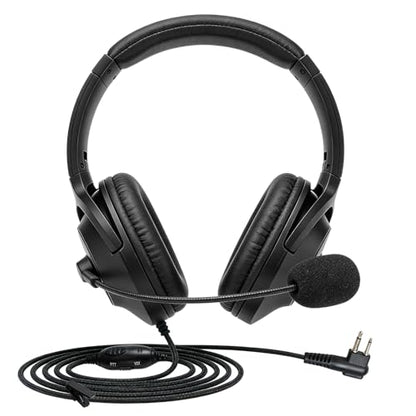 WODASEN Noise Cancelling Overhead Headset with Boom Mic PTT VOX Microphone Push to Talk Headphone 2 Pin Walkie Talkie Earpiece for Motorola CP200D CLS1410 RDM2070D BPR40 RDU4100 RDV5100 Two Way Radio