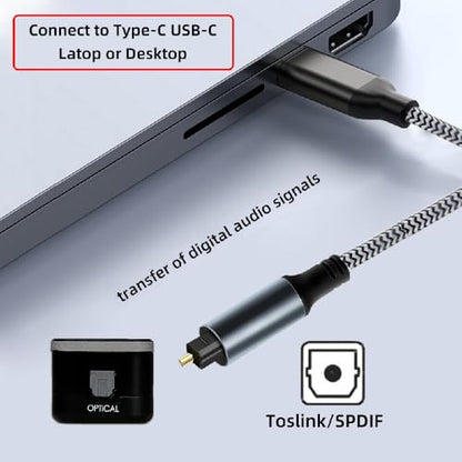 xiwai USB-C to SPDIF Toslink Optical Audio Cable Opt Male Type-C to Digital Fiber Optic Sound Interface Male Adapter Wire for Laptop Desktop 180cm - style: Type-C to Toslink Male