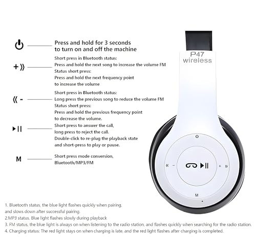 Wireless Bluetooth Over-Ear Headphones, Hybrid Noise Cancelling, HiFi Stereo, Foldable, Lightweight, Deep Bass, Black