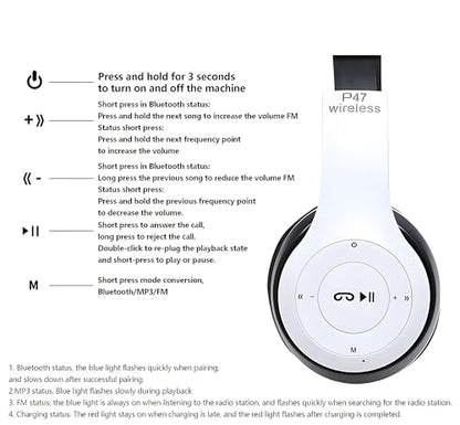 Wireless Bluetooth Over-Ear Headphones, Hybrid Noise Cancelling, HiFi Stereo, Foldable, Lightweight, Deep Bass, Black