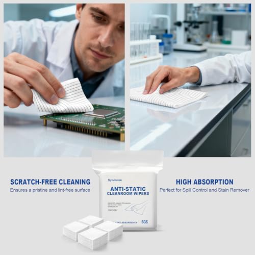 Anti-Static Microfiber cloths 4"x4"(400 Pcs,200GSM) | Lint Free Cloths,Reusable,Special ESD Protection Design is Suitable for Protecting Sensitive Electronic Components and Tools - size: 4"x4" (Pack of 400)