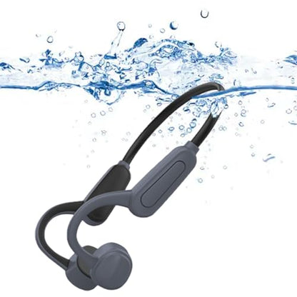 Bone Conduction Headphones,with Built-in Mic swimming bone conduction headphones,Waterproof Lightweight For bluetooth earphones Stable to wear MP3 IPX8for Running,Cycling,Hiking,Driving,Gym (Ash) - color: Ash