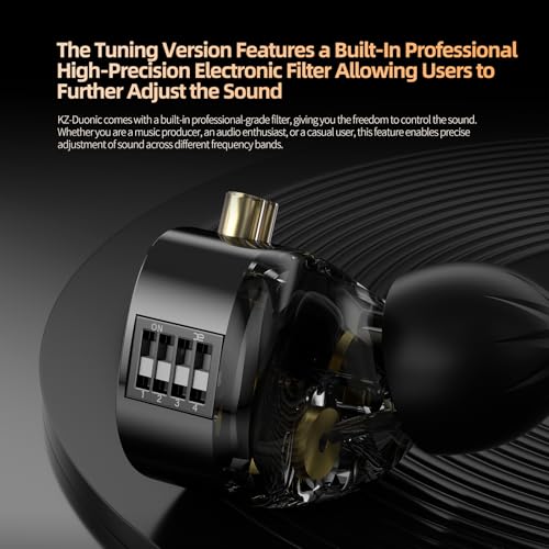 KZ Duonic in Ear Monitor, HiFi IEM Earbuds | 1DD+Triple-Magnet Planar Driver, 4 Tuning Switches with 12 Timbre, Bass Studio Headphones for Audiophiles, 3.5mm with Mic