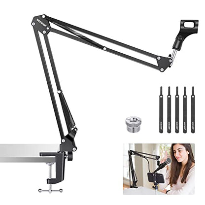 NEEWER Microphone Arm Stand, Suspension Boom Scissor Mic Arm Stand | 3/8" to 5/8" Screw, Cable Ties, Compatible with Blue Yeti, Snowball, Yeti X, Quadcast and Other Mics, Max Load 1.5kg - style: NW-35