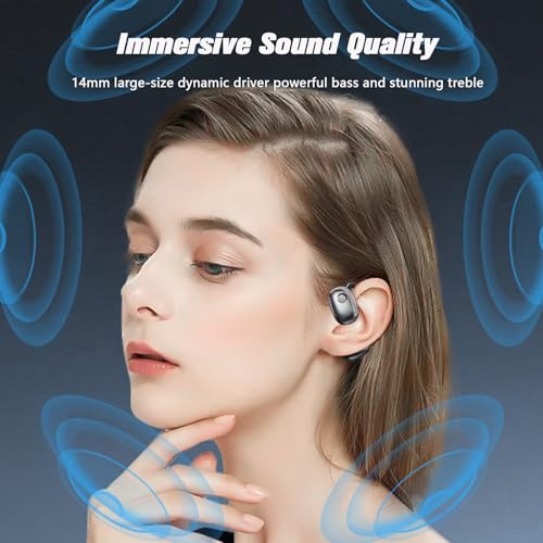 Outer Out Of Over Ear open earbuds Wireless Bluetooth Outside The Ear For Ows Hanging Earphones 5.4 Bluetooth Outer out of open ear Wireless headphones AIR Bone Conduction Earbuds Over the Ear Buds - color: Silver