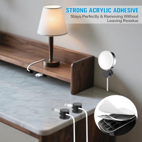 6PC Cord Organizer Holder for Desk, New 360° Rotatable Spring Cable Clips | Strong Adhesive Cable Management Office Desk Accessories, Adjustable Wire Charger Holder for Nightstand, Home, Kitchen, Rv
