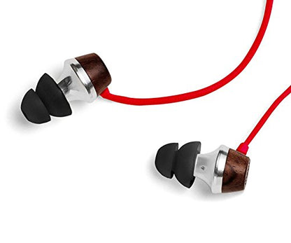 Symphonized ALN Premium Genuine Wood in-Ear Noise-isolating Headphones, Earbuds, Earphones with Mic (Red) - color: Red