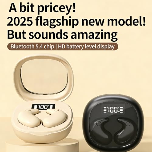 Open Ear Sleep Wireless Earbuds Bluetooth 5.4,13mm Dynamic Driver Low Latency Gaming Headphones,40H Playback LED Digital Charging Case for Side Sleeper Travel Insomnia,3 Colors White - color: White