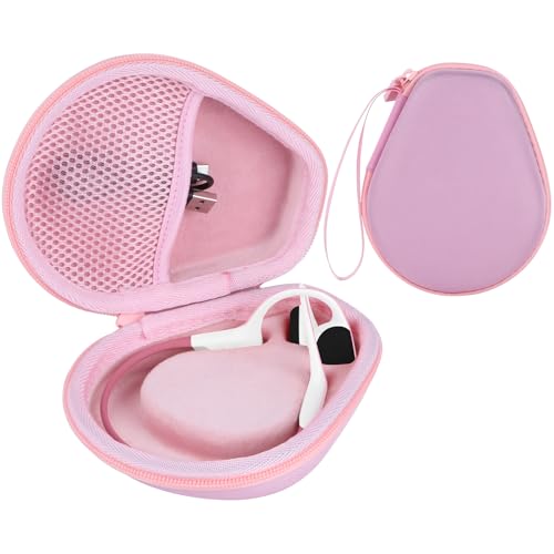 Case for SHOKZ OpenRun Pro2/Mini/1/OpenMove/OpenSwim Headphones | Open-Ear Bone Conduction Sport Headphones Accessories, For Standard and Mini, Travel Friendly - color: Pink Case