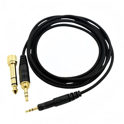 Replacement Audio Cable for Audio-Technica ATH-M50X M40X Headphones Black Braided Wire Cord with 6.35mm Adapter Length 1.5 Meters