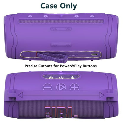JCHPINE Silicone Cover and Carrying Case for JBL Flip 7 Portable Speaker - color: Purple