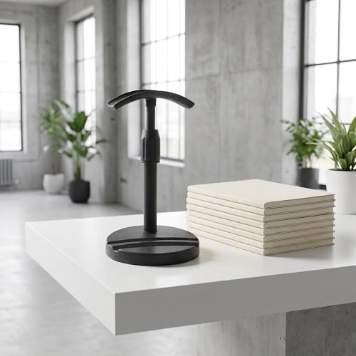 GANAZONO Headset Stand with Phone Holder, Dual Slot Plastic Headphone and Phone Organizer, Adjustable Desktop Stand for Gaming Desks and Workspaces, Prevents Scratch and Keeps Devices Neat