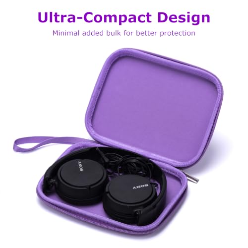 Ginsco Slim Protect Case Compatible with Sony ZX Series Wired On-Ear Headphones, MDR-ZX110 / MDRZX110AP / MDRZX110NC / MDR-ZX310AP, Hard Shell Travel Carrying Headphone Case (Purple) - color: Purple