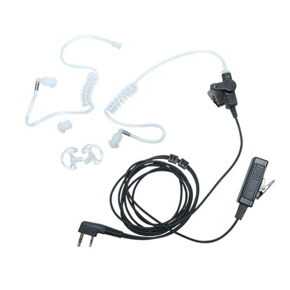 2 Wire Surveillance Kit Covert Acoustic Tube Police Earpiece Headset PTT MIC Compatible with Kenwood Baofeng BF-888s UV-82 UV5r 2 Way Radio Walkie Talkie 2 Pin