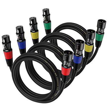 EBXYA 3ft XLR Cables 4-Pack - Male to Female Microphone Cable - size: 3ft, style: 4 Pack