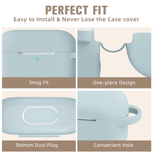 Hamile Compatible with AirPods Pro Case Protective Silicone Airpod Case Shockproof Cover Skin for Apple Airpod Pro 2019 Charging Case, with Keychain, Aqua - color: Aqua