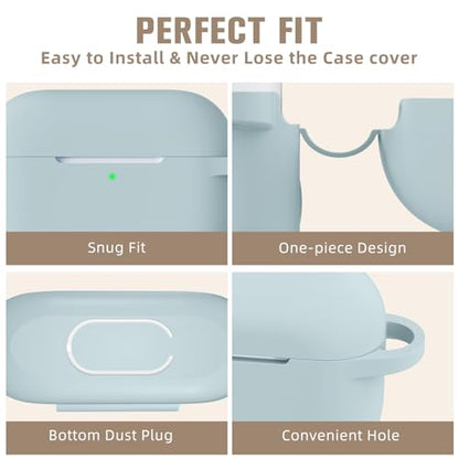 Hamile Compatible with AirPods Pro Case Protective Silicone Airpod Case Shockproof Cover Skin for Apple Airpod Pro 2019 Charging Case, with Keychain, Aqua - color: Aqua