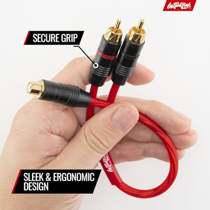 Install Link RCA Y Adapter Cable, 1-Female to 2-Male Splitter, 2-Pack (OFC) | Pure OFC Copper, 1ft, Feeds One Stereo Signal to Two Components, for Subwoofer, Home Theater, Car Audio Amplifier, Studio - color: Frosted Red, size: 1-Female to 2-Male