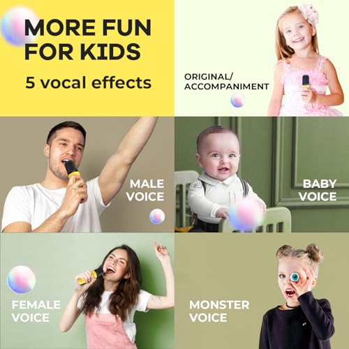 YLL Mini Karaoke Machine for Kids Adults, Portable Bluetooth Speaker with 2 Wireless Microphones, Birthday Gifts Toys for Girls Boys Ages 3, 4, 5, 6, 7, 8, 9,10,11,12+ Years Old Toddler (Yellow) | Portable Bluetooth Mini Speaker with 2 Wireless Microphone