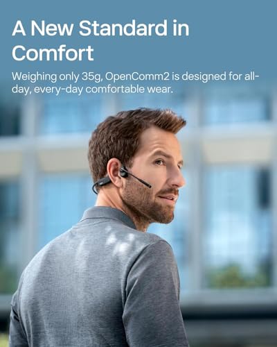 OpenComm2 2025 Upgrade-Open-Ear Bone Conduction Headphones, Wireless Bluetooth Headset with Noise Canceling Mic & Mute Button for Work Calls and Meetings (Renewed) - style: OpenComm2